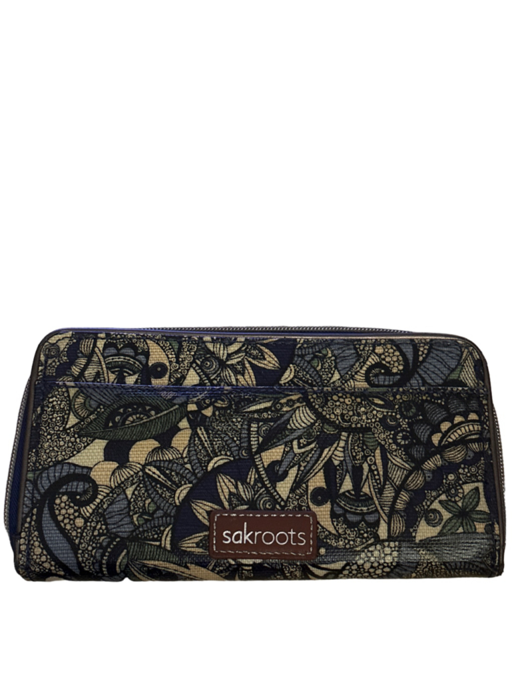 Women's Sakroots Wallet One Size Blue Green Floral Pattern Zip Around